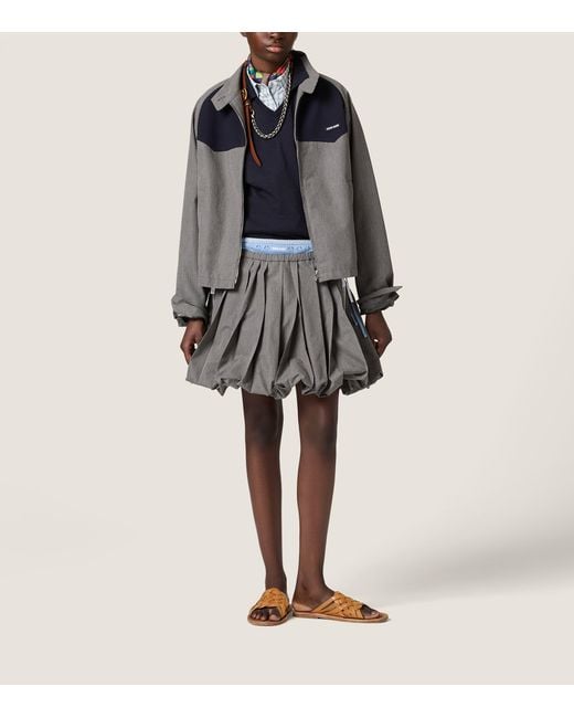 Miu Miu Gray Cotton Gingham Check Jacket