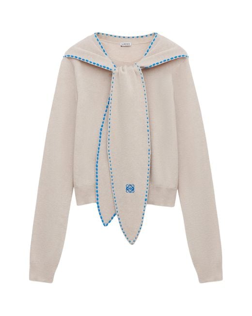 Loewe White Wool-Blend Scarf Sweater
