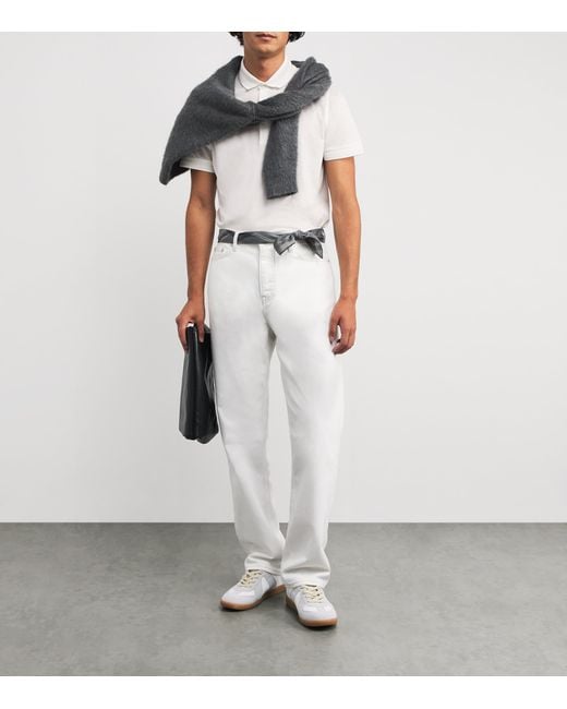 Corneliani White Cotton Jersey Polo Shirt for men