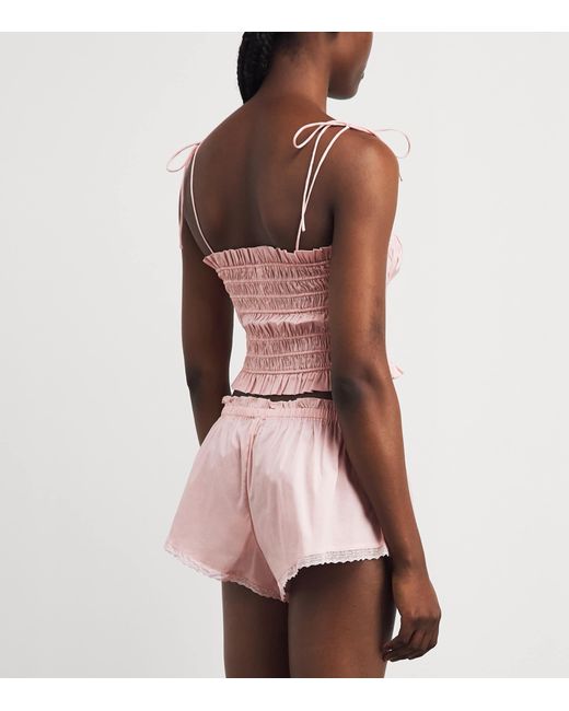 Skims Pink Cotton-Blend Poplin Apparel Cami Top