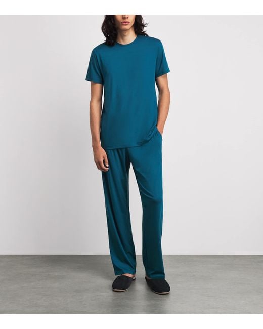 Derek Rose Blue Basel Lounge Trousers for men