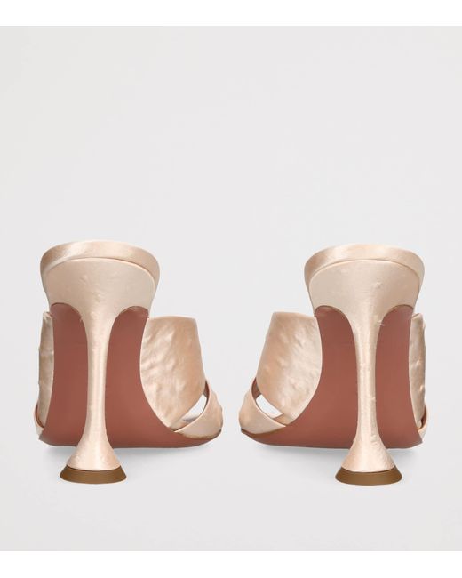 AMINA MUADDI Natural Embossed Satin Salma Heeled Mules 95