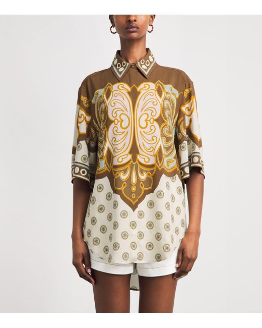LaDoubleJ Metallic Cropped-Sleeve Geometric Shirt