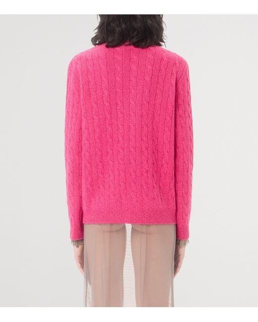 Valentino Pink Virgin Wool Cable-Knit Sweater