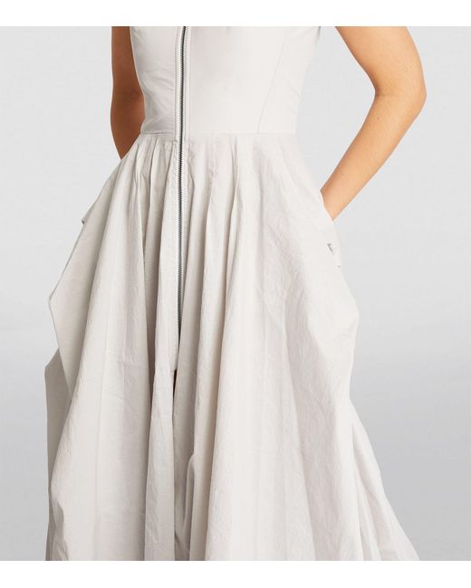 Maticevski White Aura Zip-front Gathered Gown