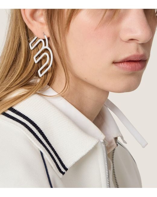 Miu Miu White M Logo Single Earring