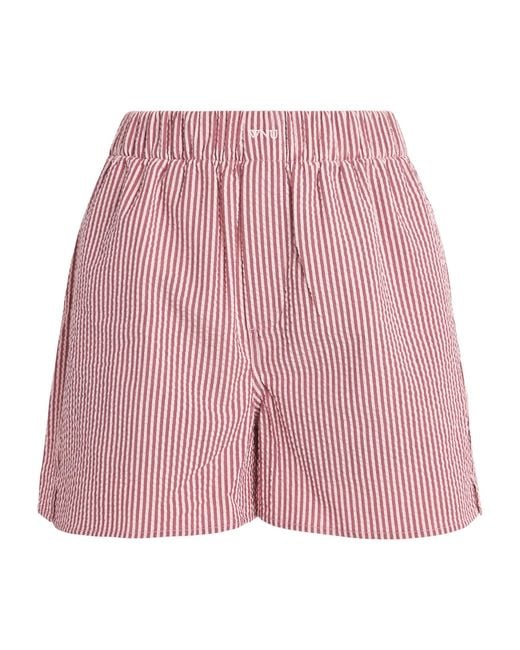 With Nothing Underneath Red Cotton Striped Seersucker Boxer Shorts