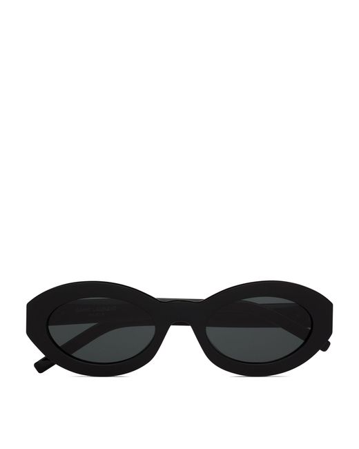 Saint Laurent Black Cassandre Oval Sunglasses