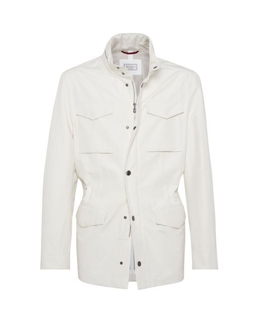Brunello Cucinelli White Linen-silk Field Jacket for men