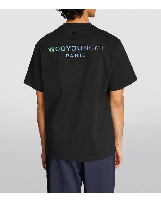 Wooyoungmi Black Embossed Gradient Logo T-shirt for men