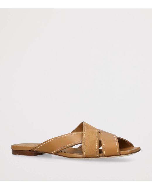 Tod's Brown Leather T-Strap Sandals