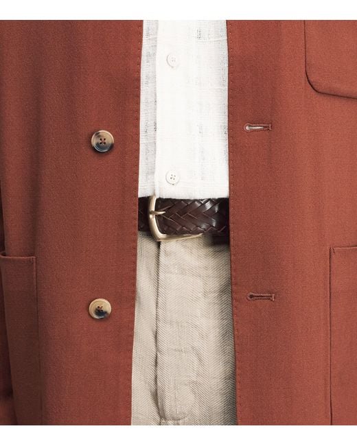 Elliot Rhodes Brown Leather Braided Belt for men