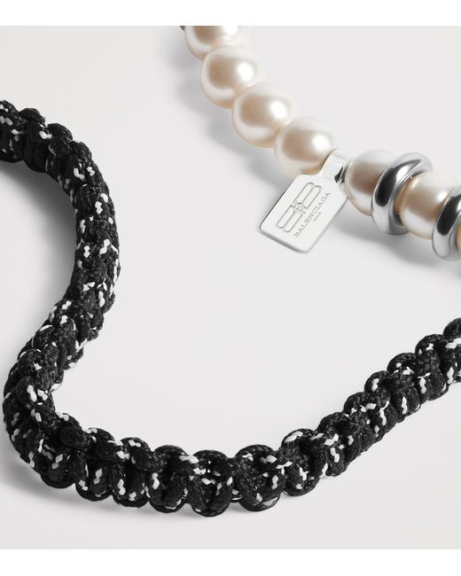 Balenciaga Metallic Pearl Malibu Beaded Choker Necklace for men
