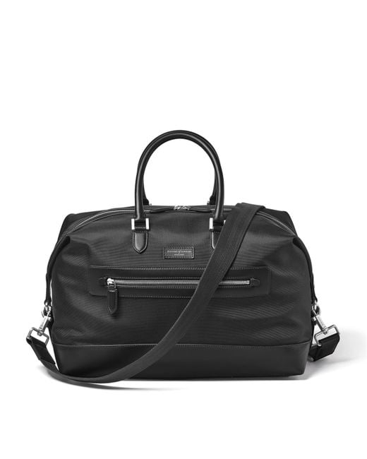 Aspinal Black Nylon Holdall for men