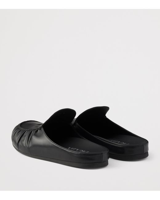 Prada Black Leather Mules for men