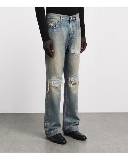 Amiri Gray Ripped Repair Mx1 Straight Jeans for men
