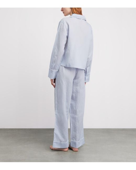Polo Ralph Lauren Blue Linen-Cotton Pyjama Set