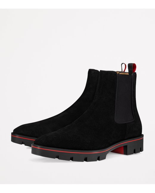 Christian Louboutin Black Alpinosol Veau Velour Chelsea Boots for men