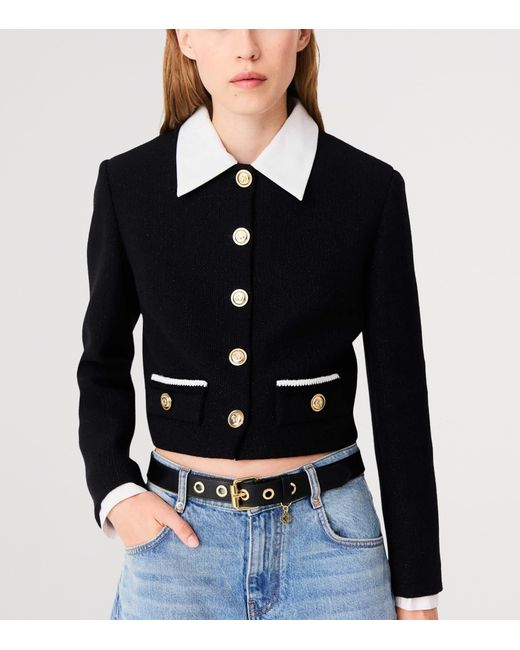 Maje Blue Knitted Glitter Jacket