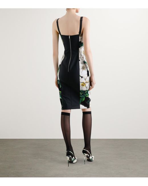 Dolce & Gabbana Women's Green Silk-Blend Floral Midi Dress