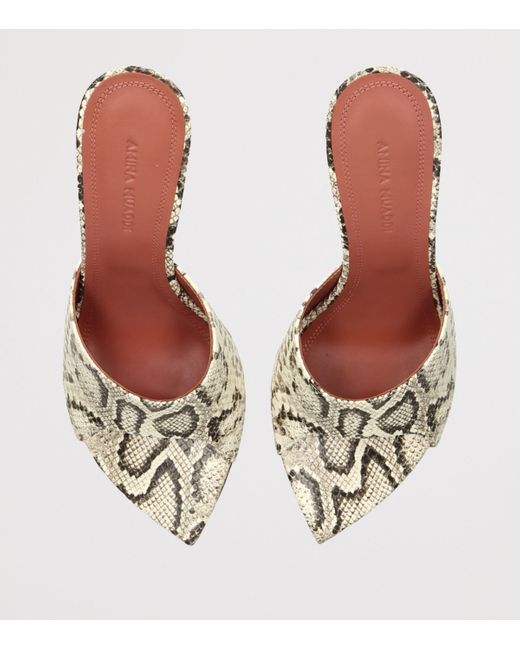 AMINA MUADDI White Snake Print Bianca Slipper Mules 95