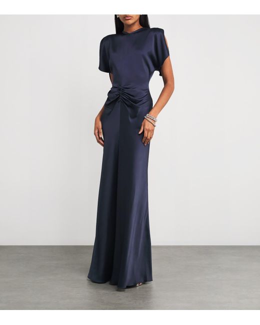 victoria beckham gathered waist floor length dress Lavender Straps A-line Long Formal Dress, Lavender / 8