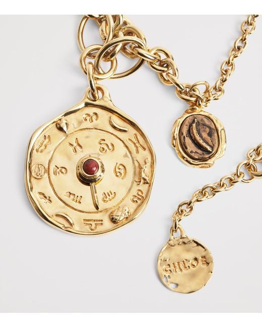 Chloé Metallic Medals Pendant Necklace