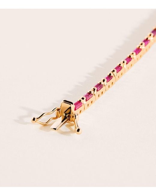 Suzanne Kalan Metallic And Ruby Bold Linear Tennis Bracelet