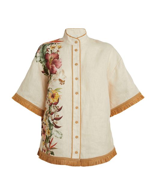 Zimmermann Natural Linen Floral Lexi Shirt