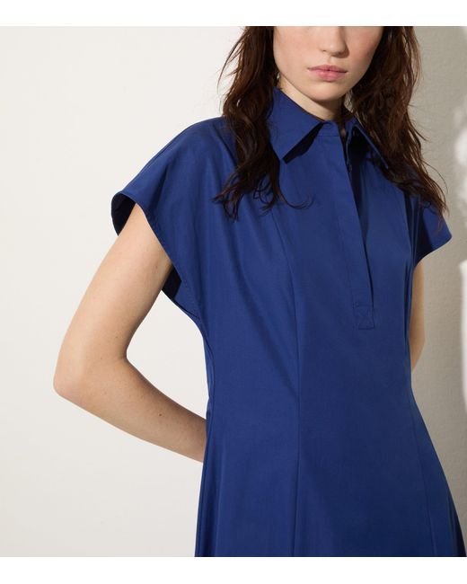 MAX&Co. Blue Cotton Shirt Midi Dress