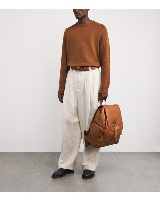Eleventy Brown Calfskin Backpack for men