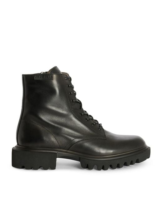 AllSaints Vaughan Logo-Embossed Lace-Up Leather Ankle Boots  display picture 1