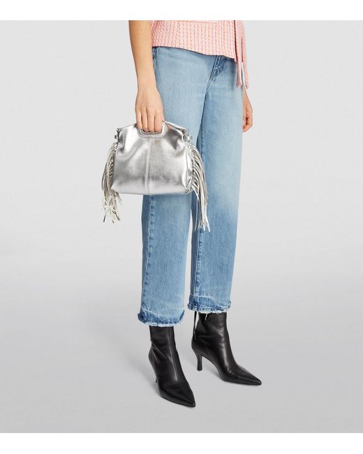 Maje White Mini Leather Miss M Shoulder Bag