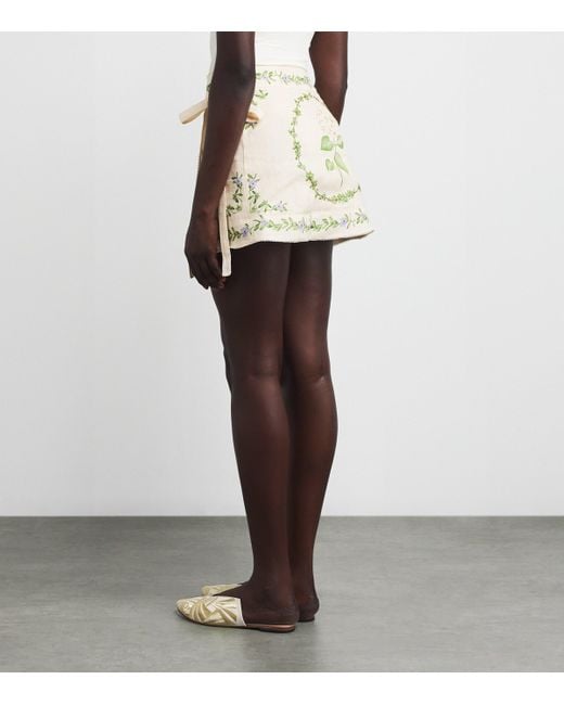 Agua Bendita Metallic Linen Luna Mini Wrap Skirt