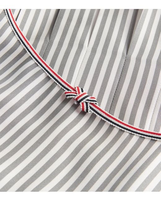 Thom Browne Gray Silk Pleated Mini Dress