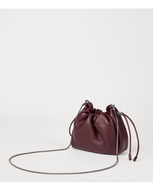 Brunello Cucinelli Purple Mini Leather Mellow Bucket Bag