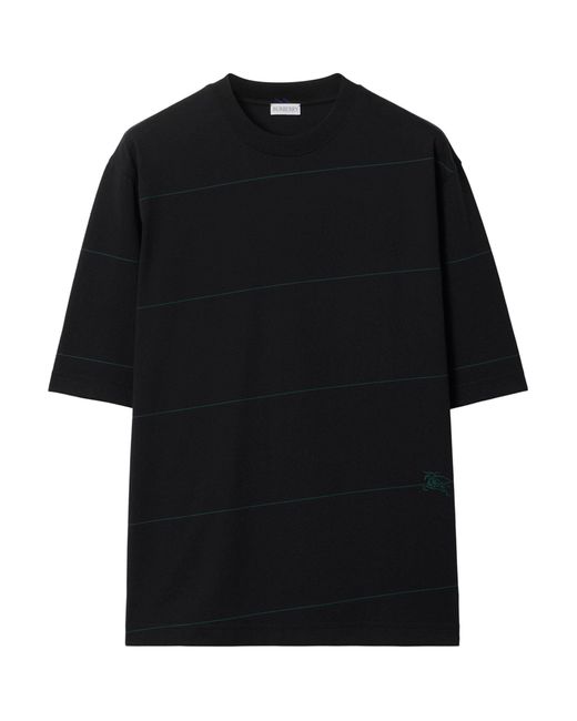Burberry Black Cotton Striped T-shirt for men