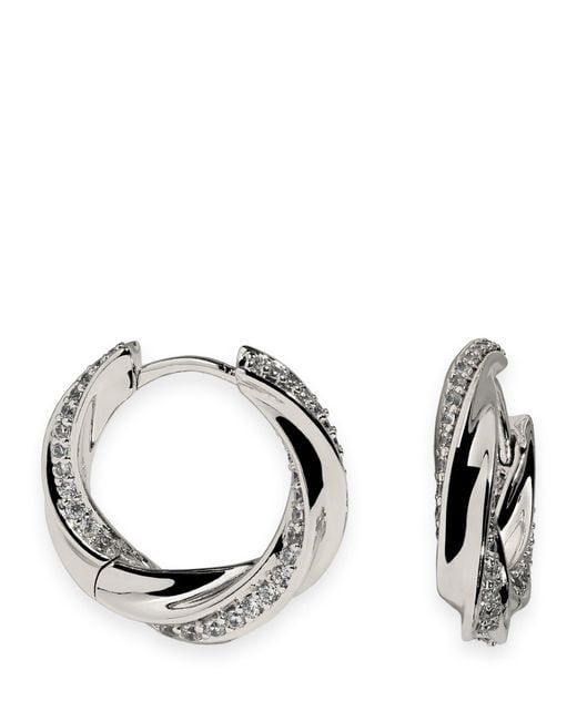 Astrid & Miyu Metallic Rhodium-Plated Embellished Cosmic Twist Huggies