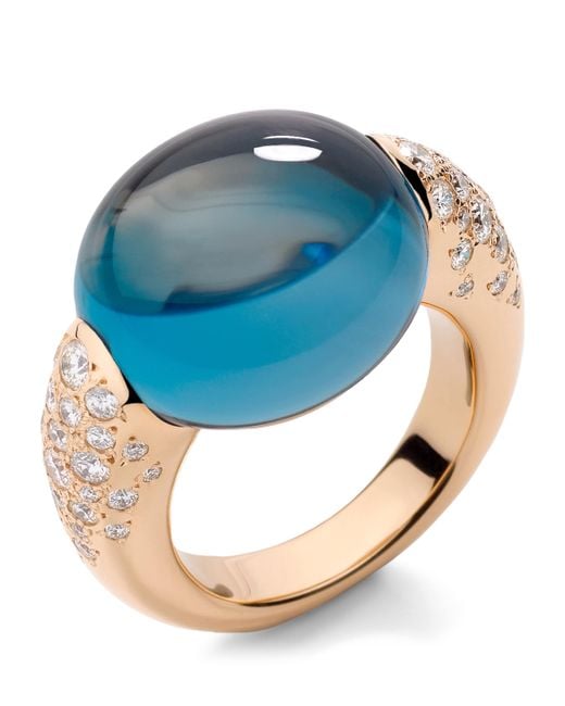 Pomellato Blue Rose, Diamond And Topaz Iconica Ring