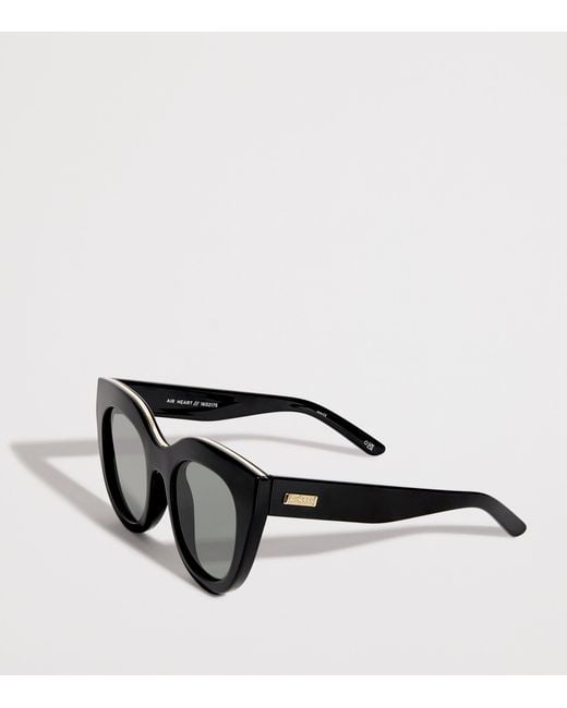 Le Specs Black Oversized Air Heart Sunglasses