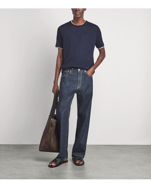 Vince Blue Pima Cotton Slub Double-Layer T-Shirt for men
