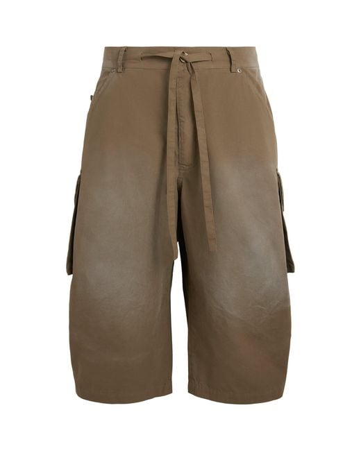424 Green Cotton Cargo Bermuda Shorts for men