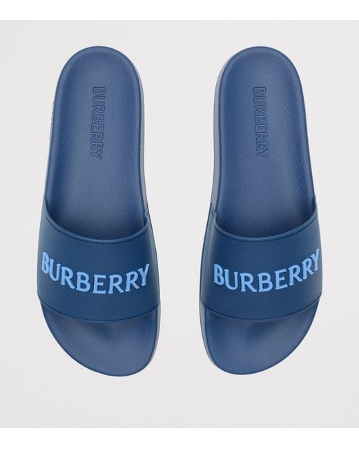 Burberry Blue Logo Slides for men