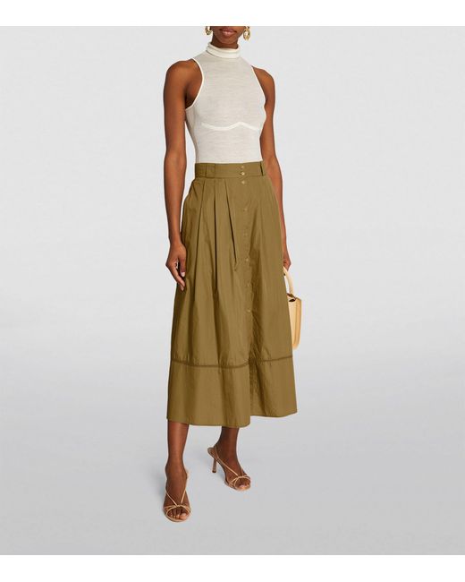 MAX&Co. Natural Cotton Poplin Midi Skirt