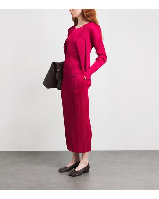 Pleats Please Issey Miyake Red New Colorful Basics Cardigan