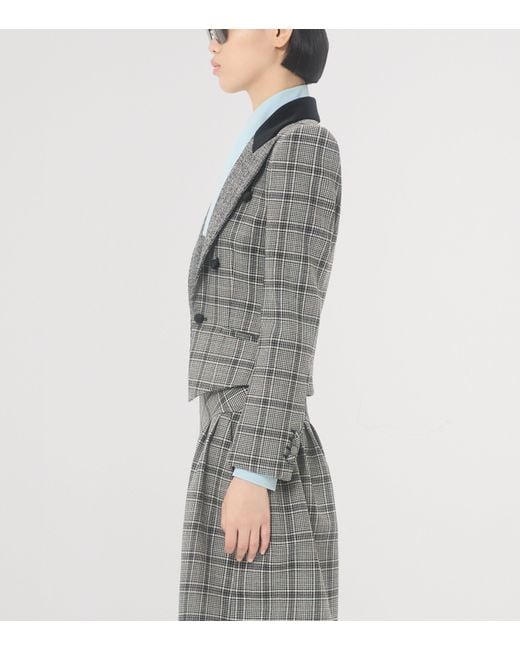 Valentino Gray Wool Jacket With Check Pattern