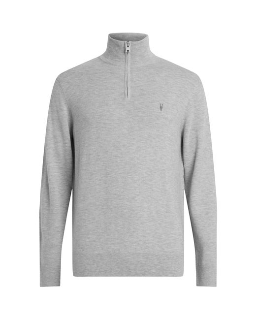 AllSaints Gray Wool-blend Kilburn Quarter-zip Sweater for men