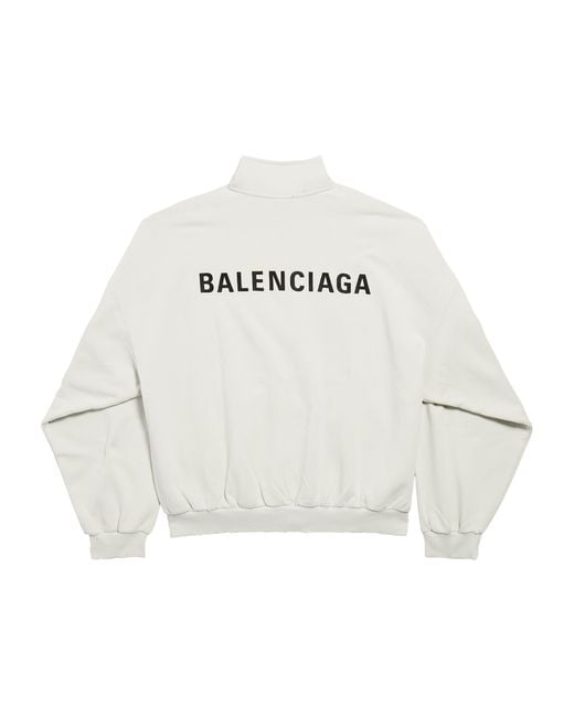 Balenciaga White Cotton Logo Zip-Up Jacket for men