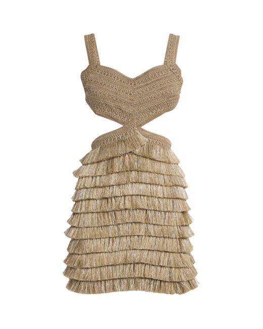 PATBO Natural Fringe-Trim Mini Dress