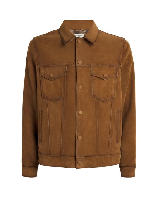 Officine Generale Brown Suede Leonide Trucker Jacket for men